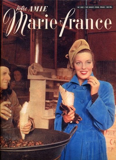 First Stop: Marrons grilles! My Treat! (Votre Amie Marie France, January 1948, Magazine, T. Brack’s archives)